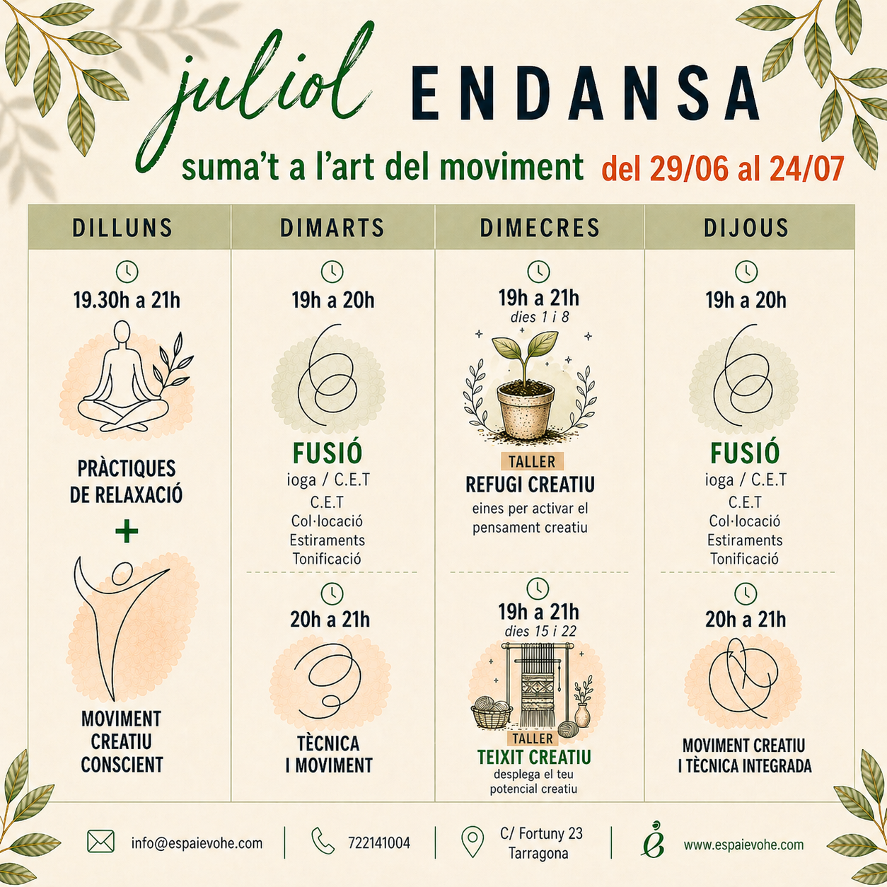 Horaris JuliolEnDansa 2026
